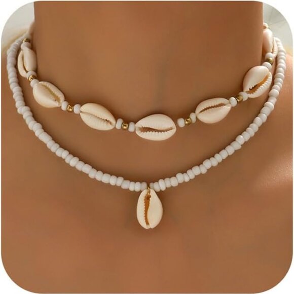 Jewelry - Handmade Sea Shell Necklace for Women Summer Adjustable Natural Shell Collar Nec